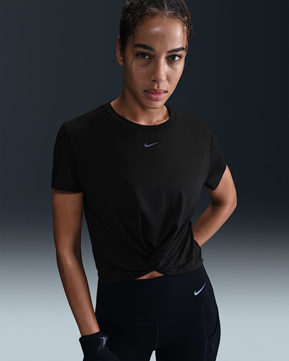 Nike One Classic Twist Women's Dri-FIT Short-Sleeve Top - Black/Black
