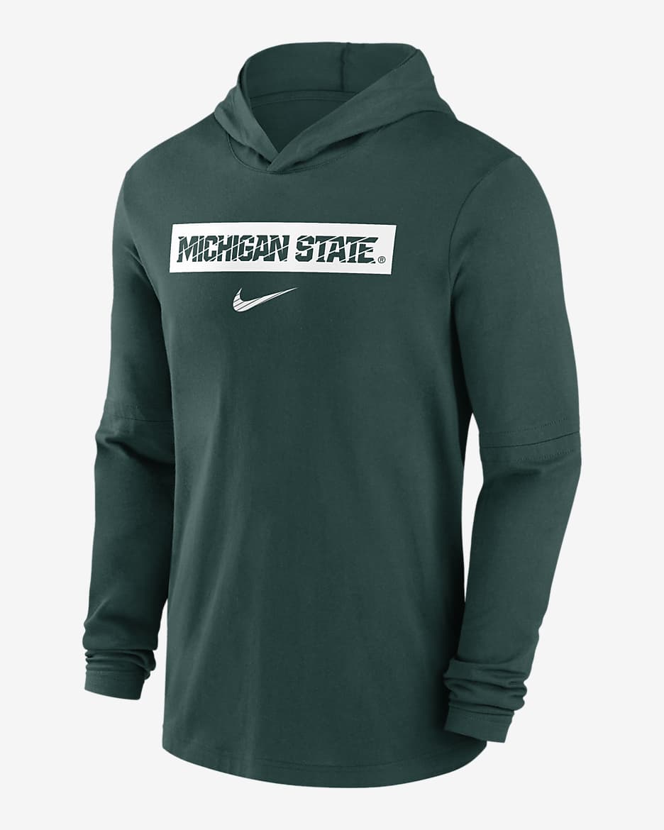 Michigan State Spartans Sideline Men's Nike Dri-FIT College Long-Sleeve Hooded Top - Green