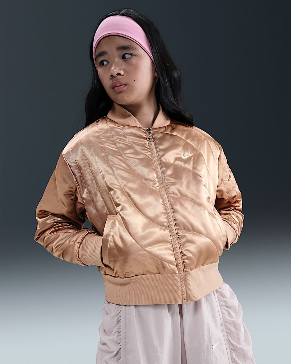 Nike Sportswear Big Kids' (Girls') Jacket - Hemp/White