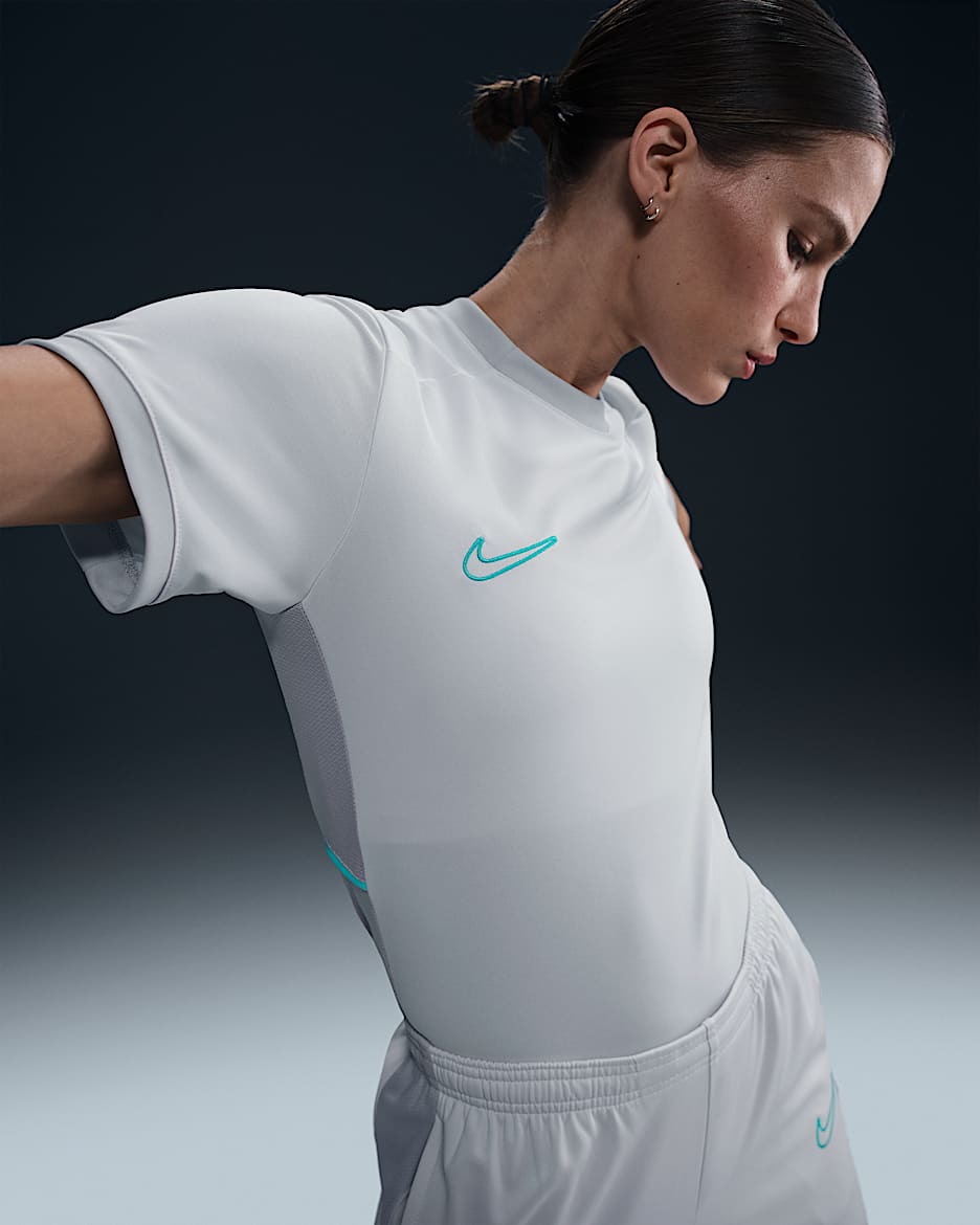 Nike Academy Women's Dri-FIT Football Top - Photon Dust/Light Smoke Grey/Dynamic Turquoise