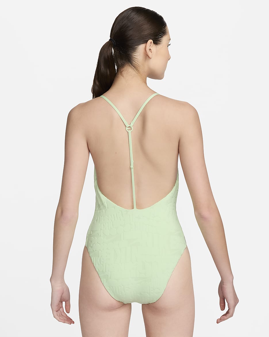 Traje de baño de una pieza con espalda en T para mujer Nike Swim Retro Flow - Verde vapor