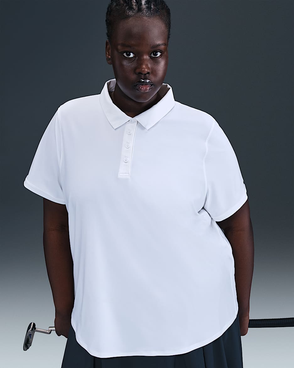 Nike Victory Women's Dri-FIT Short-Sleeve Golf Polo (Plus Size) - White/Black