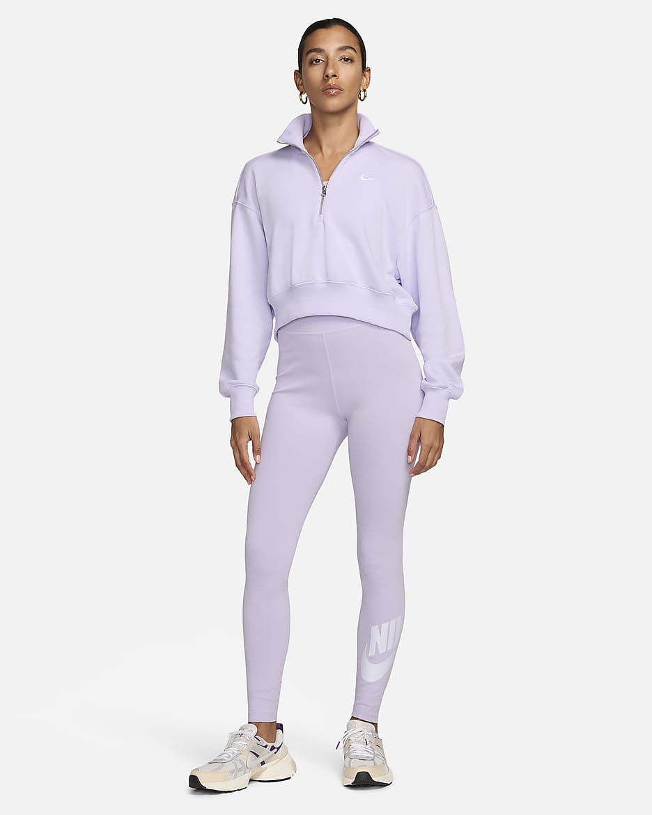 Leggings de cintura alta con gráficos para mujer Nike Sportswear Classics - Bruma violeta/Blanco