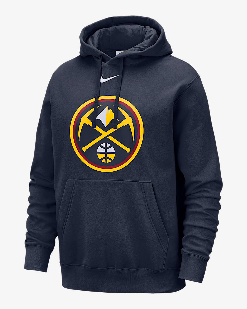 Sudadera con gorro sin cierre Nike de la NBA para hombre Denver Nuggets Club - Azul marino universitario/Amarillo