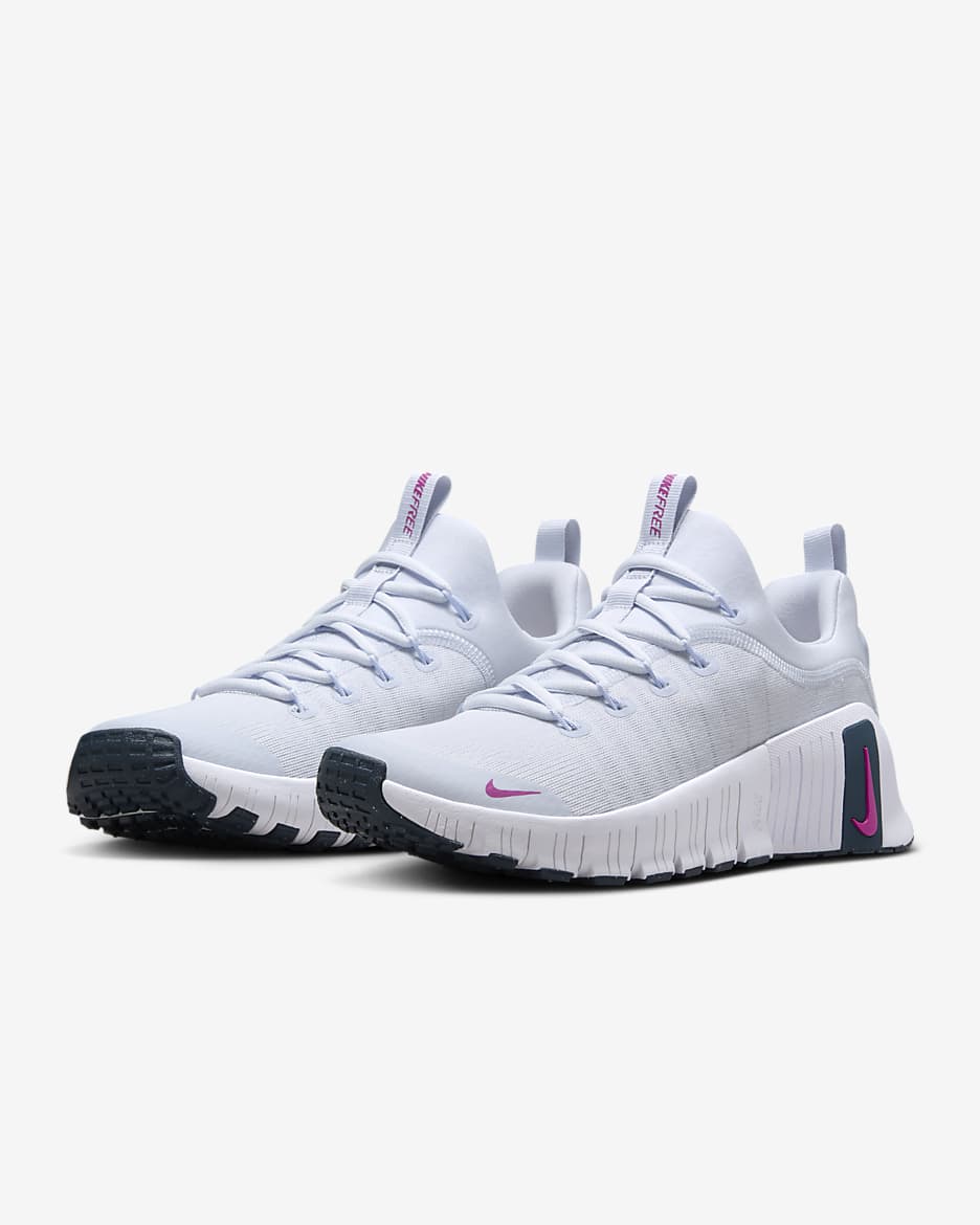 Nike Free Metcon 6 Women's Workout Shoes - Football Grey/Armoury Navy/Hot Fuchsia