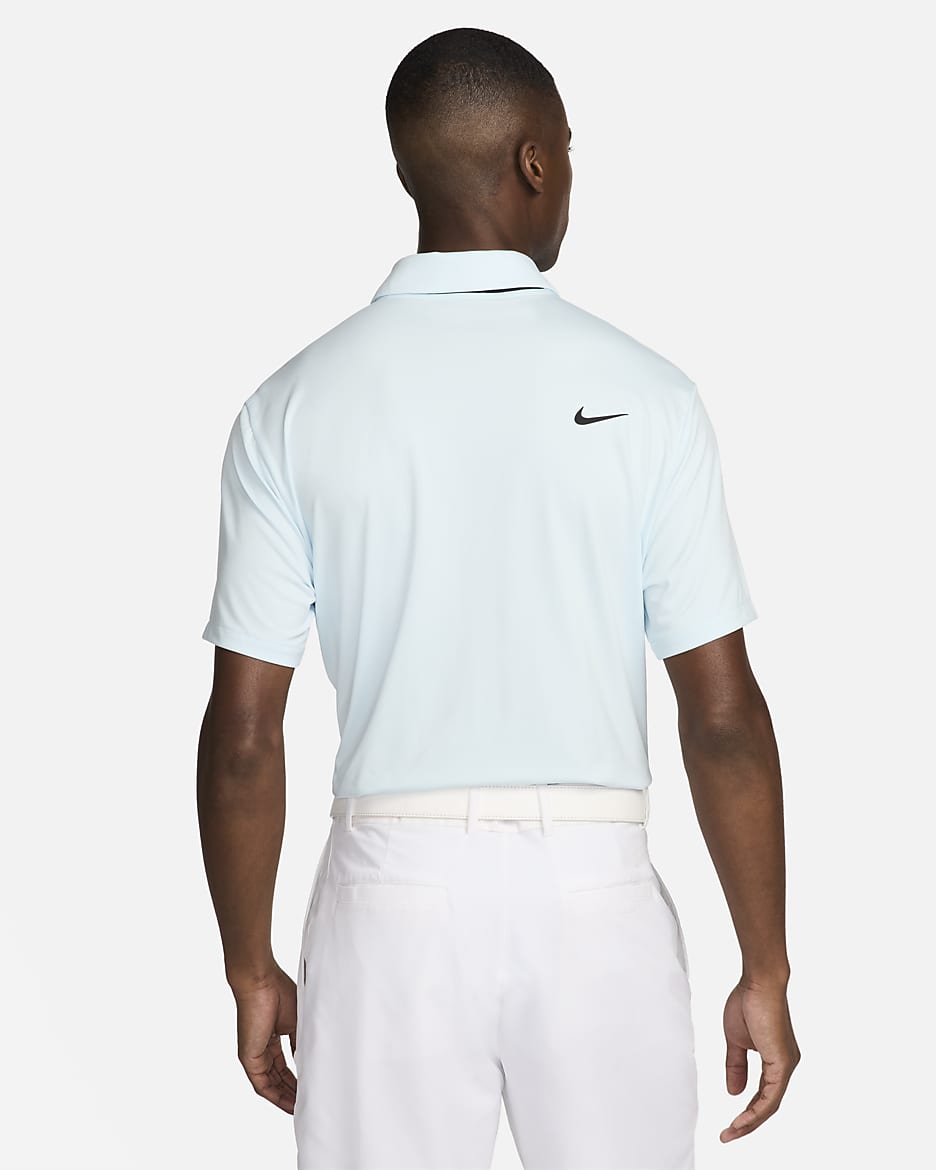 Polo de golfe sólido Nike Dri-FIT Tour para homem - Azul Glacier/Preto