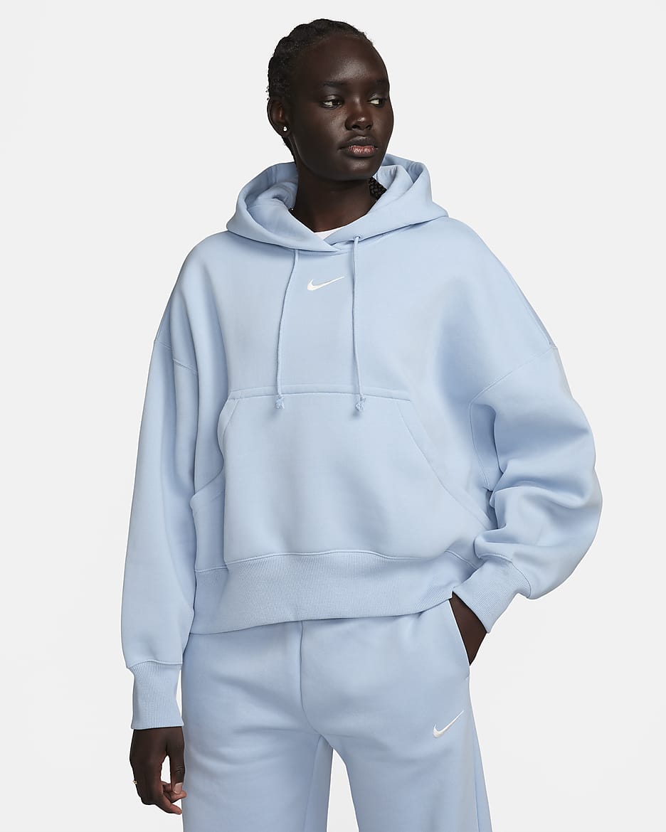 Nike Sportswear Phoenix Fleece Women's Over-Oversized Pullover Hoodie - Light Armory Blue/Sail