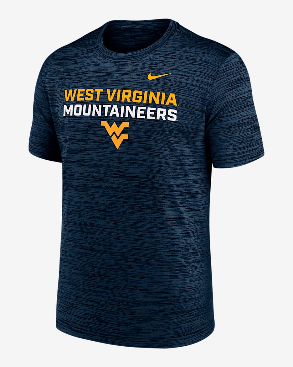 West Virginia Campus Center Stack Velocity Men's Nike Dri-FIT College T-Shirt - Navy