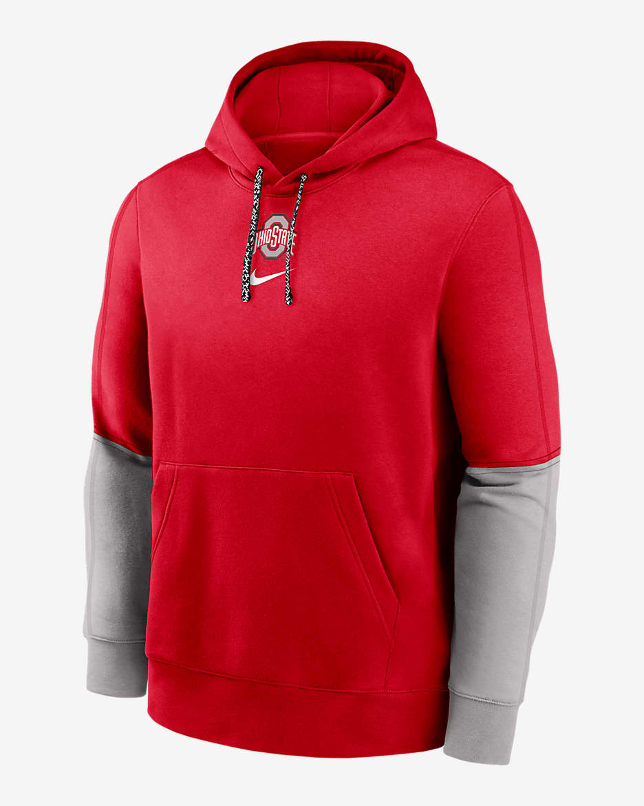 Sudadera con gorro sin cierre universitaria Nike para hombre Ohio State Buckeyes Sideline Team Issue Club - Rojo