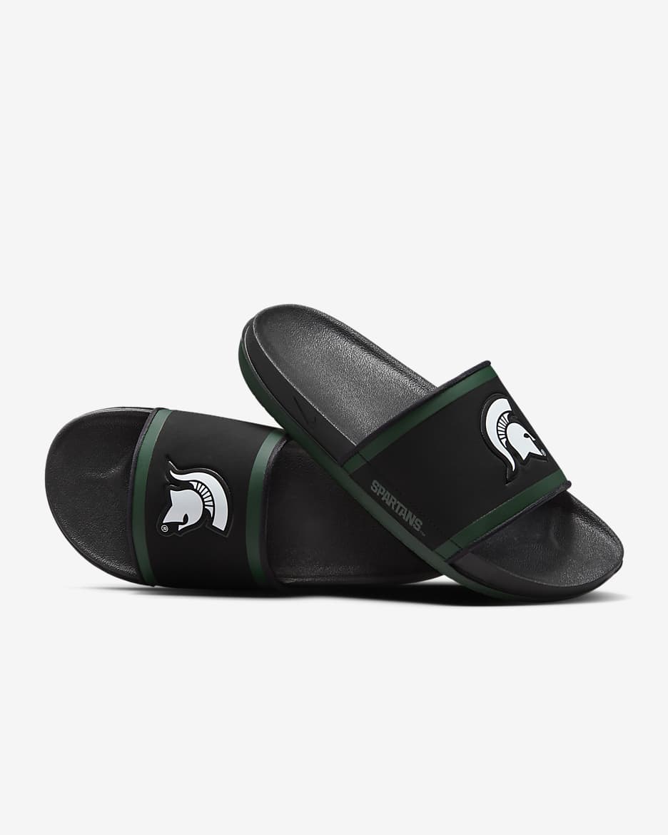 Chancla Nike Offcourt (Michigan State) - Negro/Verde pro/Blanco