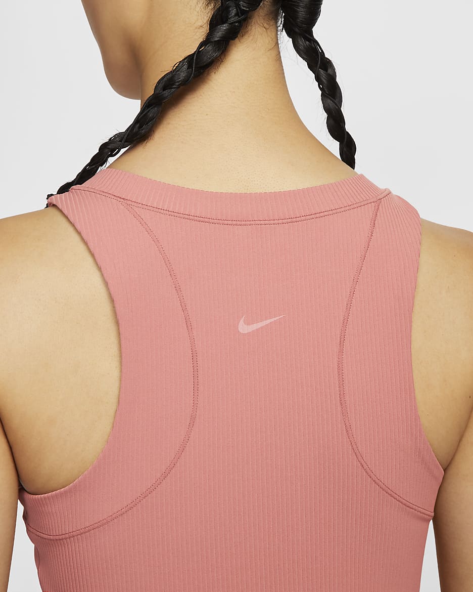 Nike Zenvy Rib Women's Dri-FIT Tank Top - Canyon Pink/White