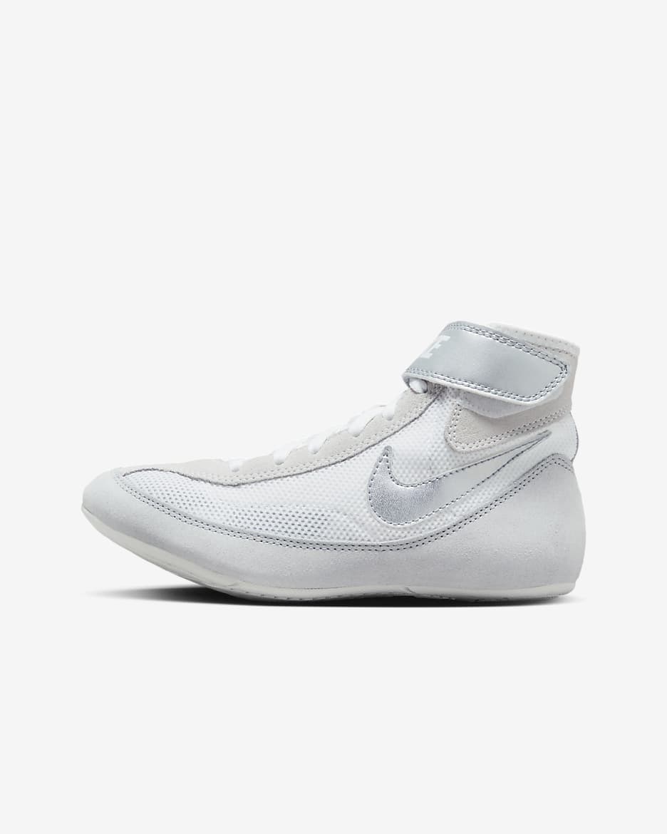 Nike SpeedSweep 7 Big Kids' Wrestling Shoes - White/Metallic Silver/Metallic Silver