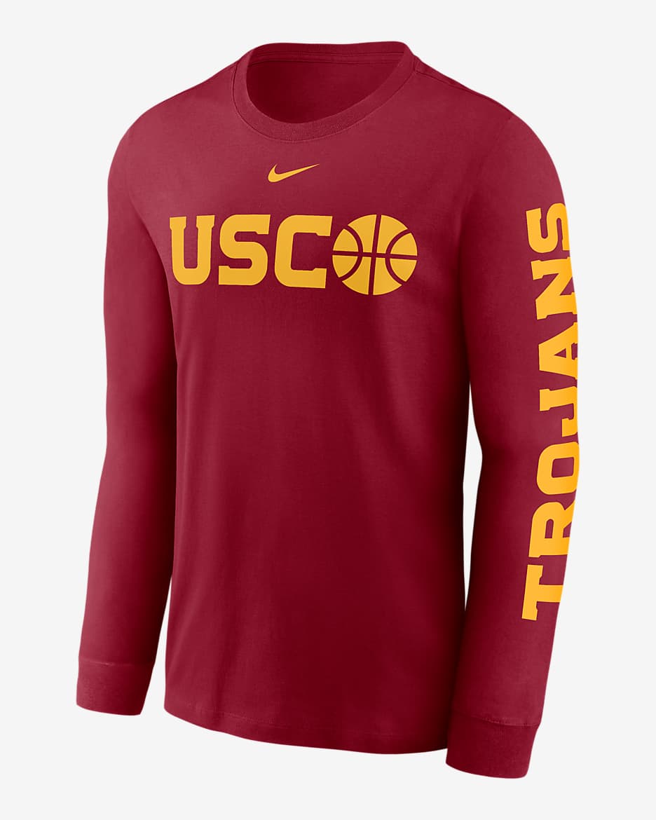 Playera de manga larga universitaria Nike para hombre USC Trojans Basketball Icon - Carmesí team