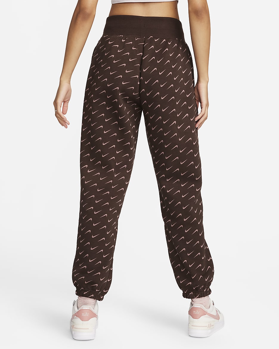 Nike Sportswear Phoenix Fleece Women's Oversized Printed Tracksuit Bottoms - Baroque Brown