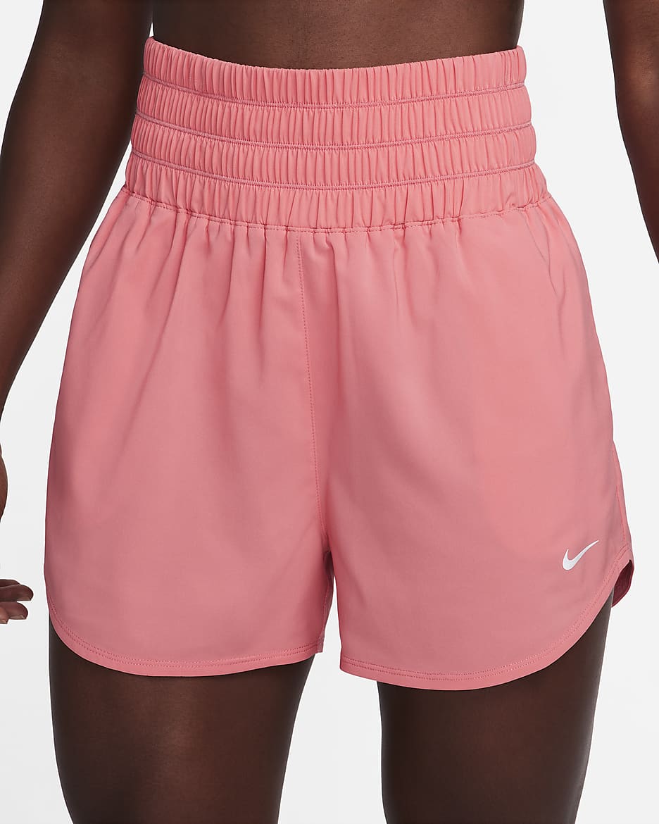 Shorts con forro de ropa interior Dri-FIT de tiro ultraalto de 8 cm para mujer Nike One - Coral marino