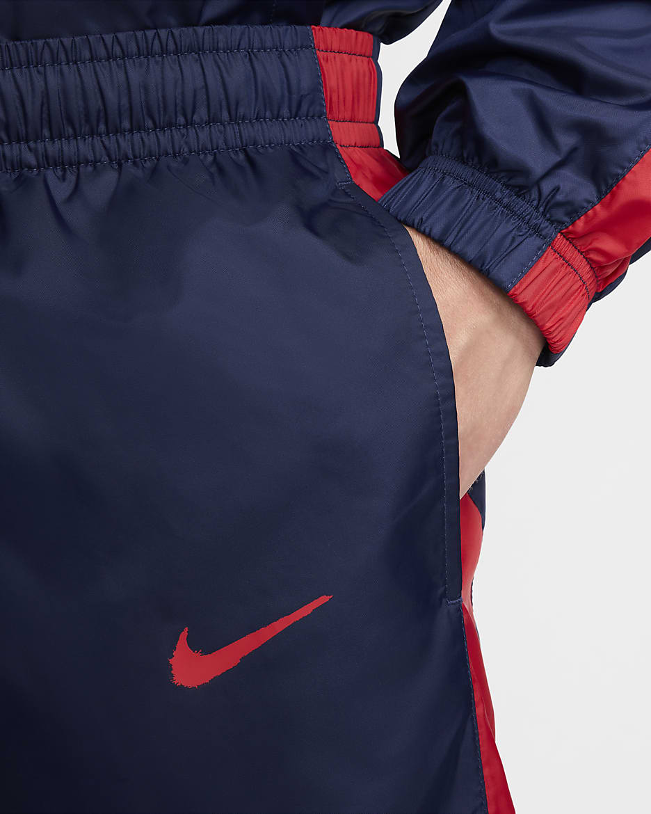 Paris Saint-Germain Nike vevd fotballtracksuit med hette til herre - Midnight Navy/University Red/University Red