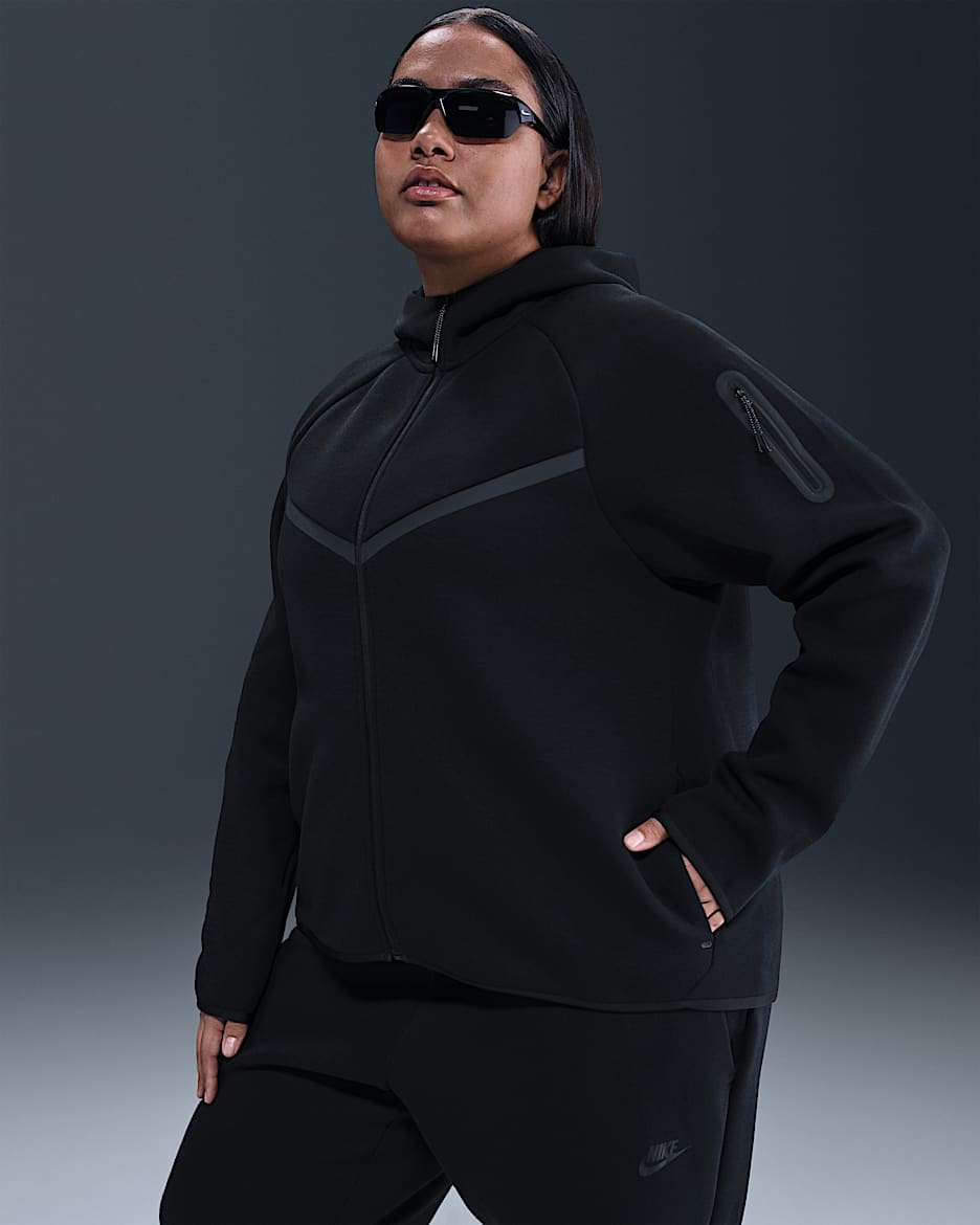 Felpa con cappuccio e zip a tutta lunghezza Nike Sportswear Tech Fleece Windrunner (Plus size) – Donna - Nero/Nero