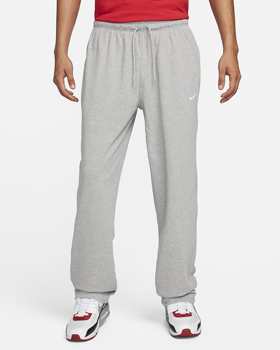 Nike Sportswear Club Men's Knit Open-Hem Pants - Dark Grey Heather/White