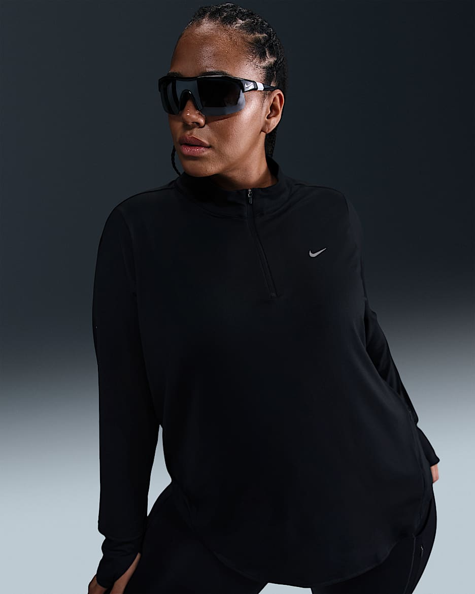 Nike Swift Women's Dri-FIT UV 1/4-Zip Running Top (Plus Size) - Black