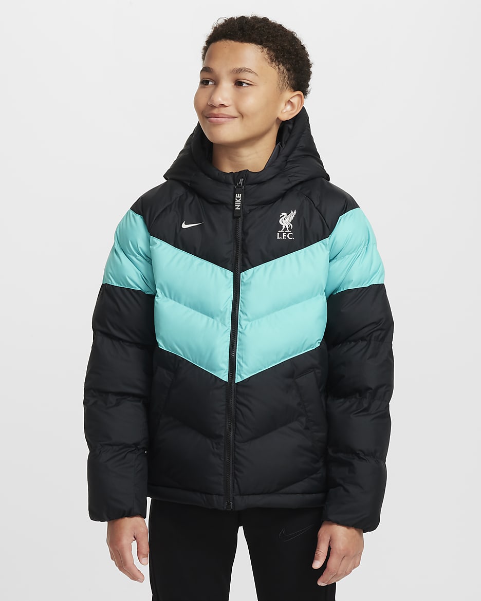 Veste à garnissage synthétique et capuche Nike Football Liverpool FC pour ado - Noir/Washed Teal/Metallic Silver