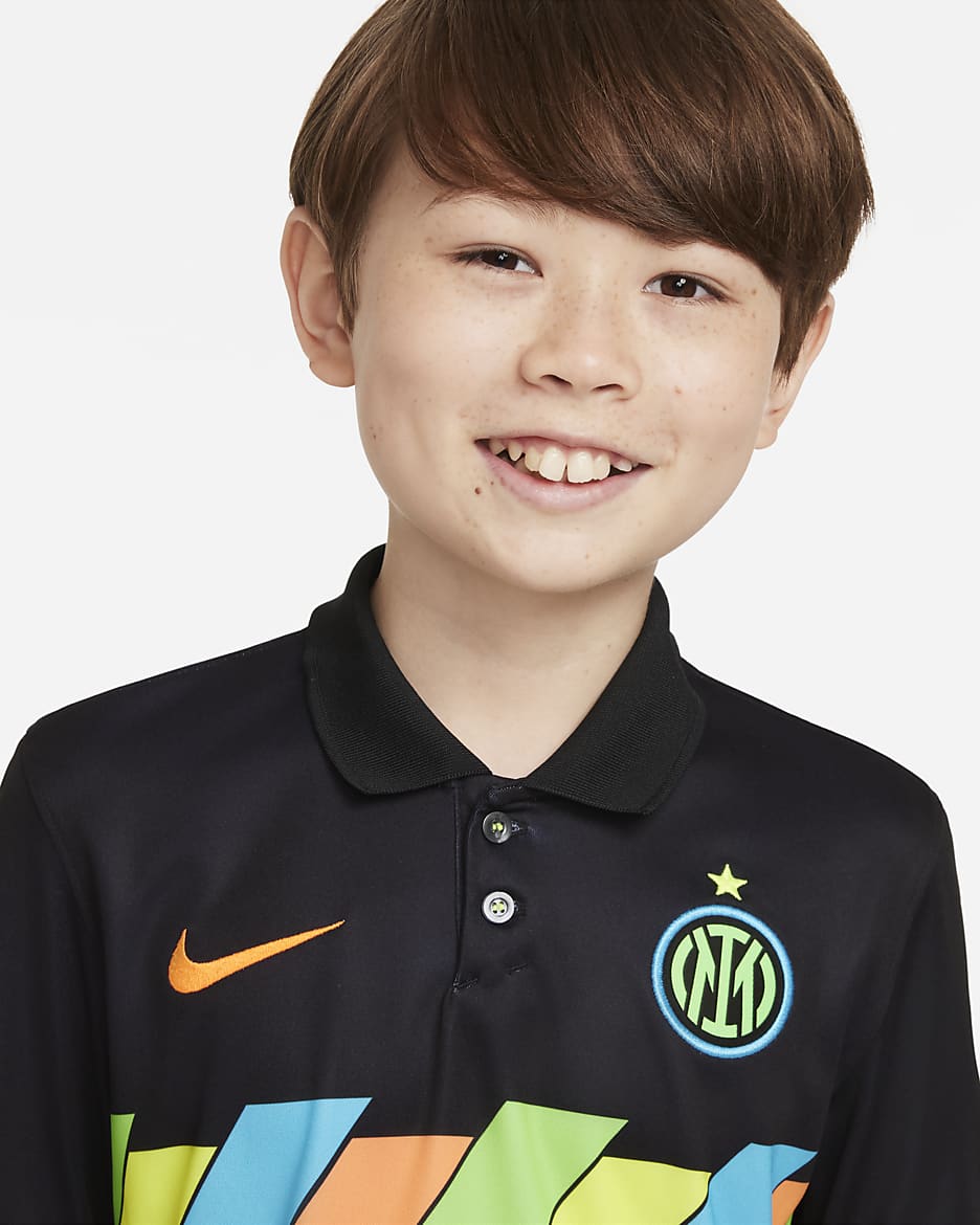 Inter Milan 2021/22 Stadium Third Big Kids' Nike Dri-FIT Soccer Jersey - Black/Total Orange