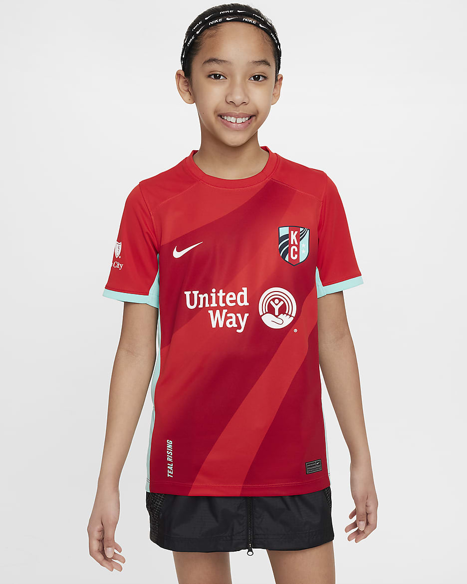 Jersey Nike Dri-FIT de la NWSL tipo réplica para niños talla grande Kansas City Current 2024 Stadium Primary - Rojo cometa