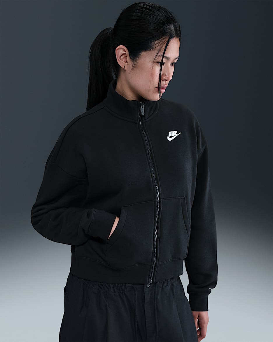 Nike Sportswear Club Fleece Women's Loose Track Jacket - Black/White