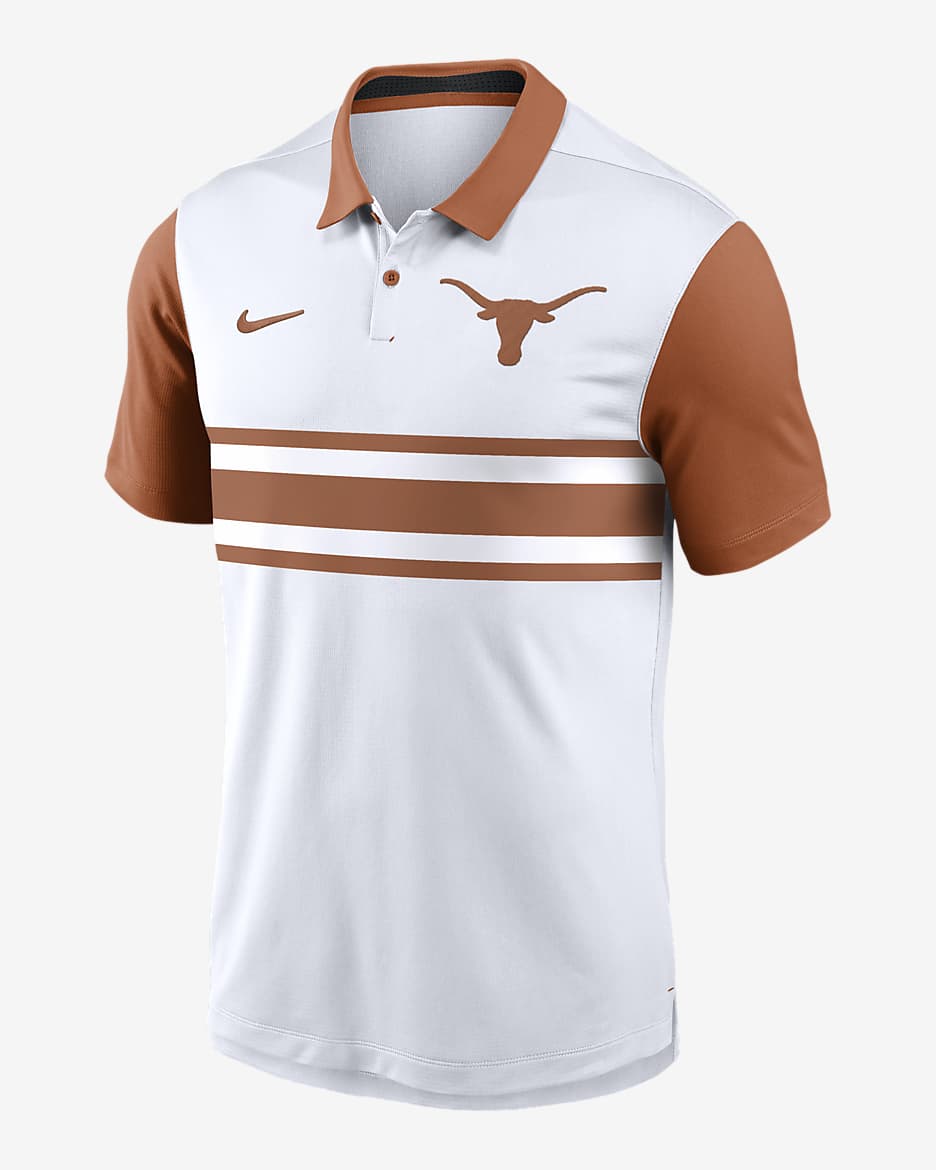 Polo universitario Nike Dri-FIT para hombre Texas Longhorns Primetime Campus Vapor - Blanco