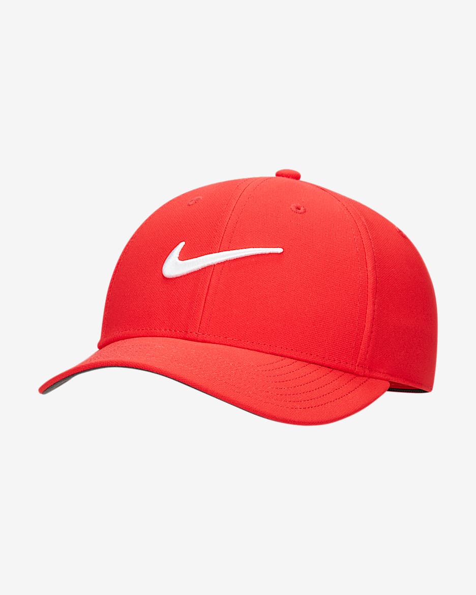 Nike Dri-FIT Club Structured Swoosh Cap - University Red/White