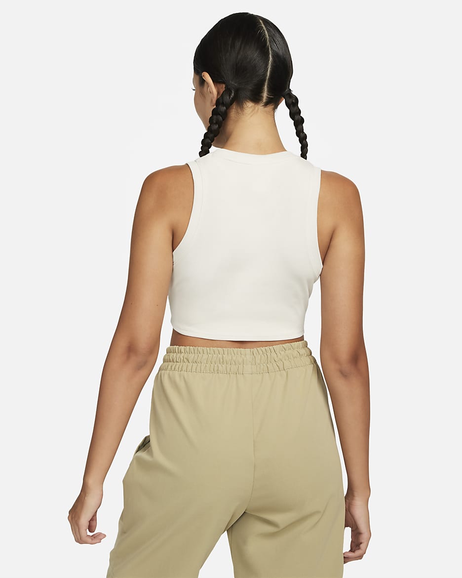 Nike Sportswear Chill Knit Women's Tight Cropped Mini-Rib Tank Top - Light Orewood Brown/Sail