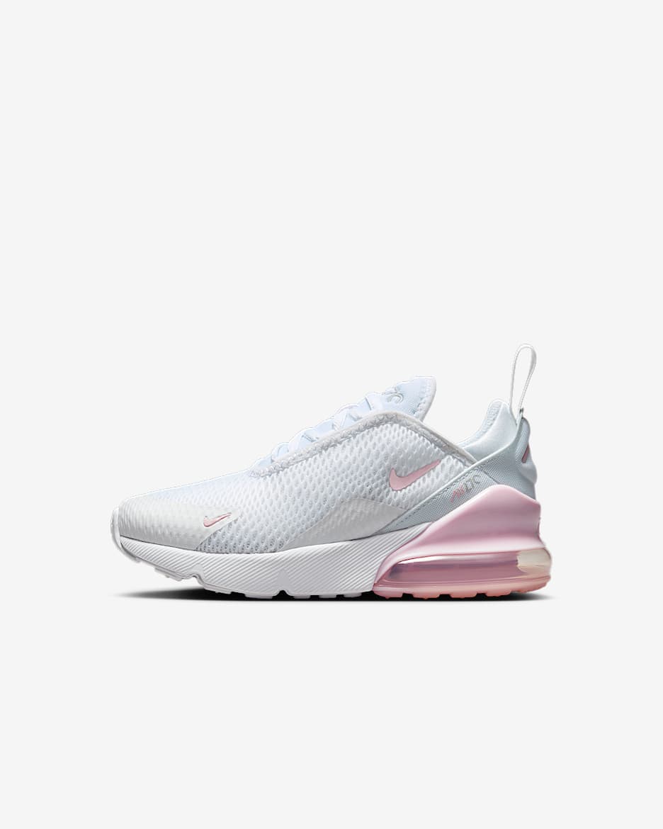 Nike Air Max 270 Younger Kids' Shoe - White/Light Smoke Grey/Pink Foam