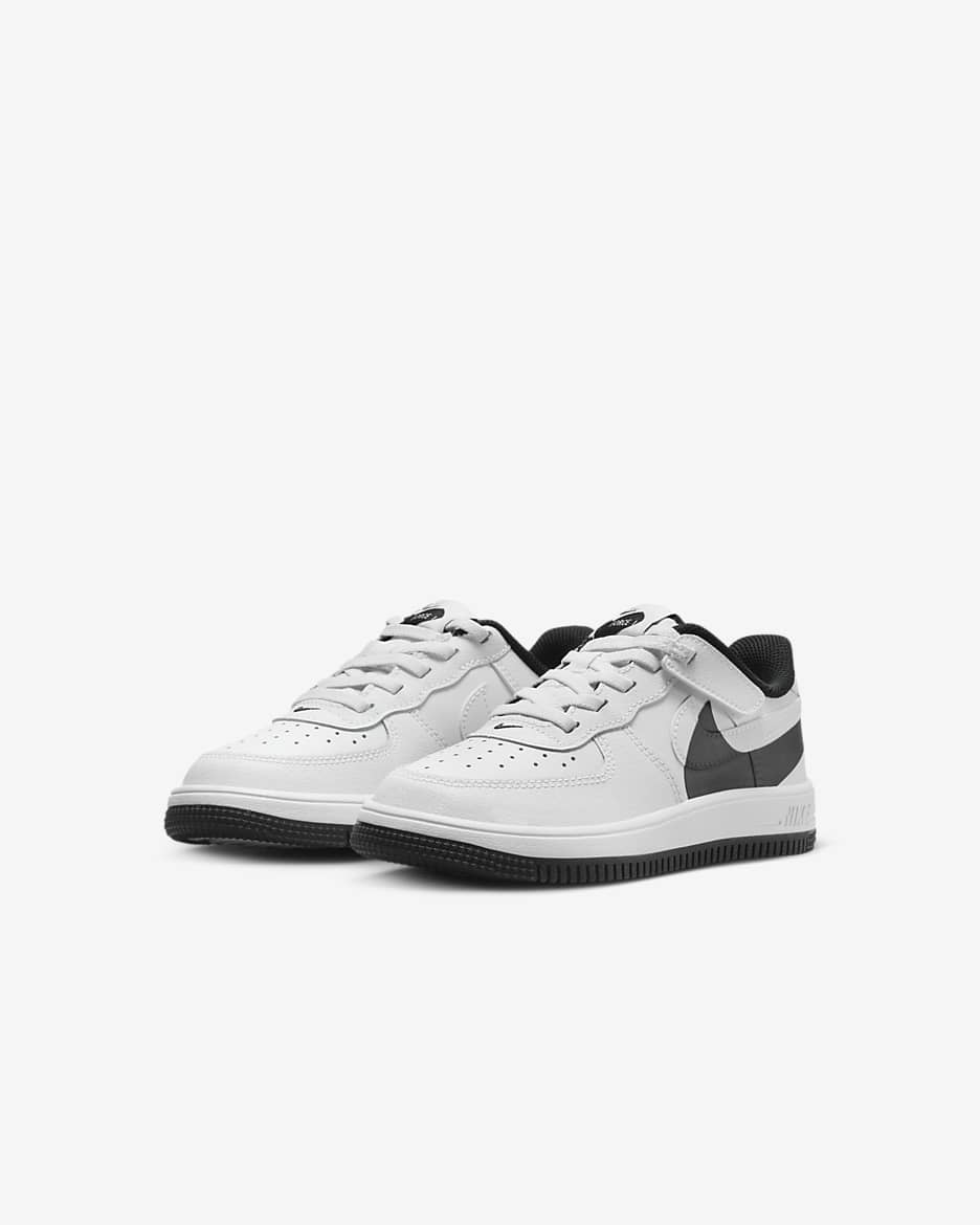 Nike Force 1 Low LV8 EasyOn Younger Kids' Shoes - White/Black/White