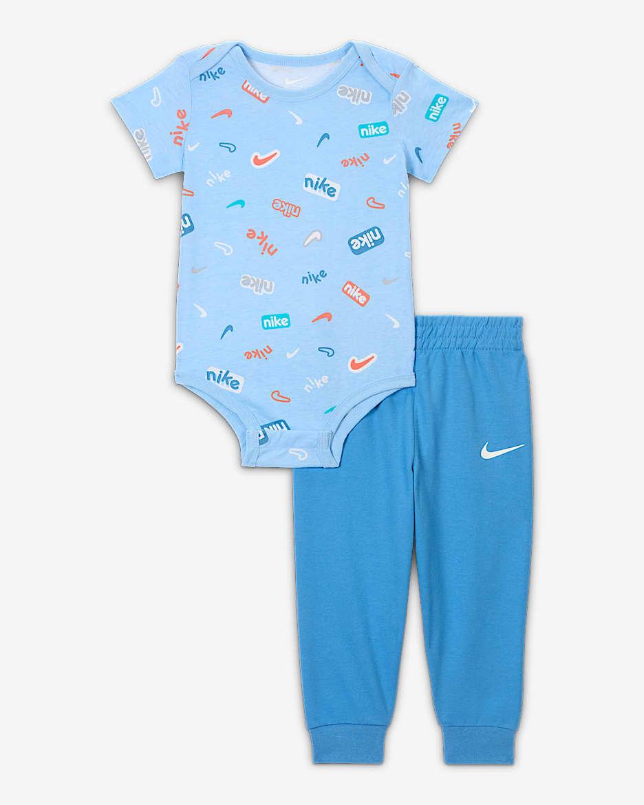 Conjunto de body de manga corta con pants para bebé Nike E1D1 - Azul extremo