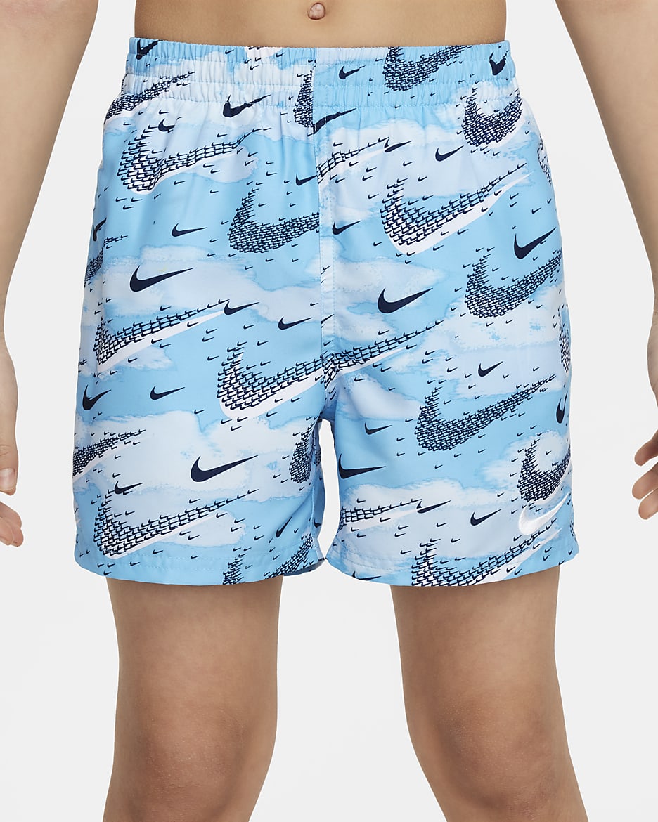 Nike Swim Flock Big Kids' (Boys') 4" Volley Shorts - Aquarius Blue