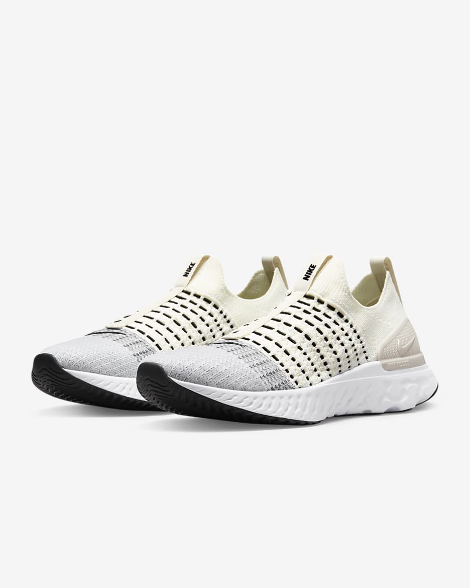 รองเท้าวิ่งโร้ดรันนิ่งผู้ชาย Nike React Phantom Run Flyknit 2 - Sail/ขาว/Light Bone/ดำ