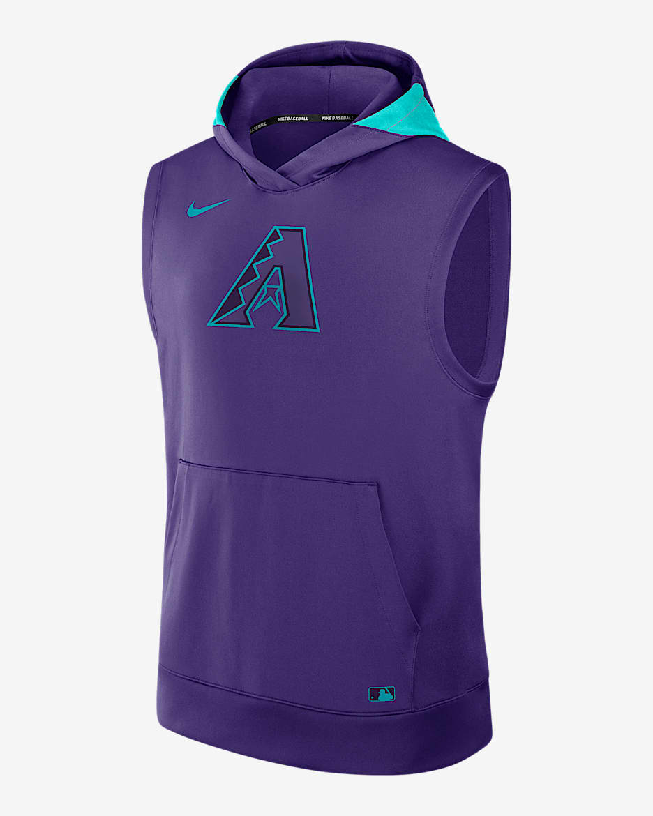 Sudadera con gorro sin cierre ni mangas Nike Dri-FIT de la MLB para hombre Arizona Diamondbacks Authentic Collection City Connect - Morado