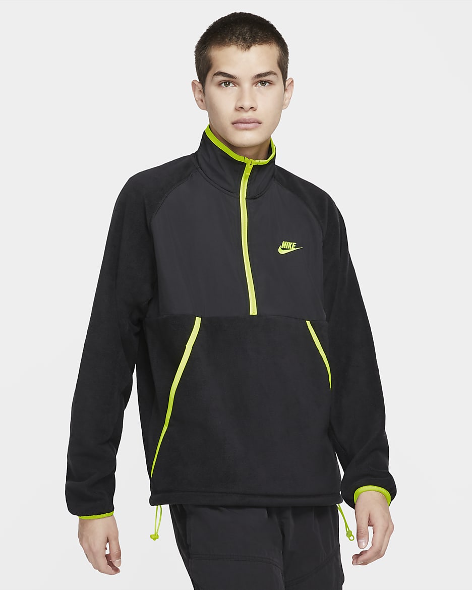 Nike Sportswear Men's Winterized Half-Zip Top - Black/Volt/Volt