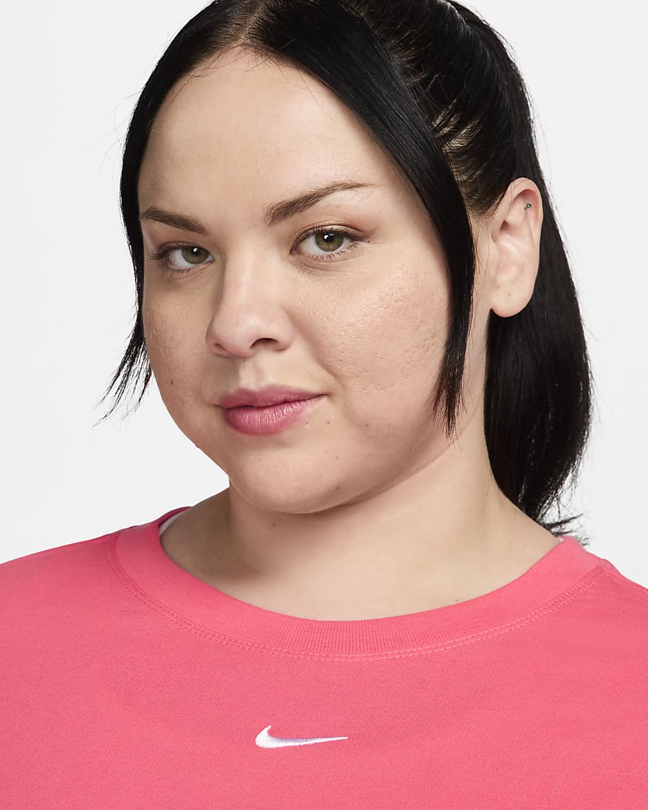 Nike Sportswear Essential Women's T-Shirt (Plus size) - Aster Pink/White