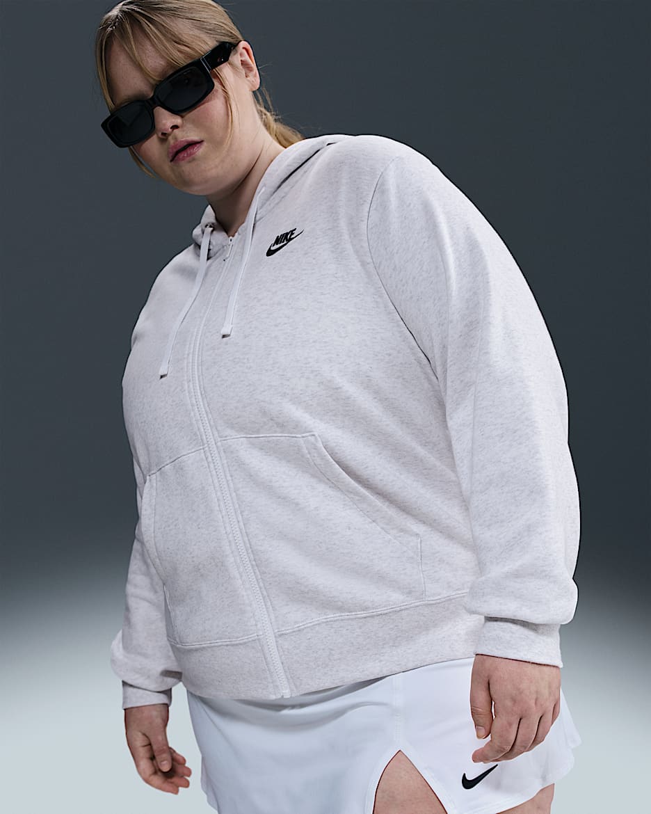 Nike Sportswear Club Fleece Women's Full-Zip Hoodie (Plus Size) - Birch Heather/Black