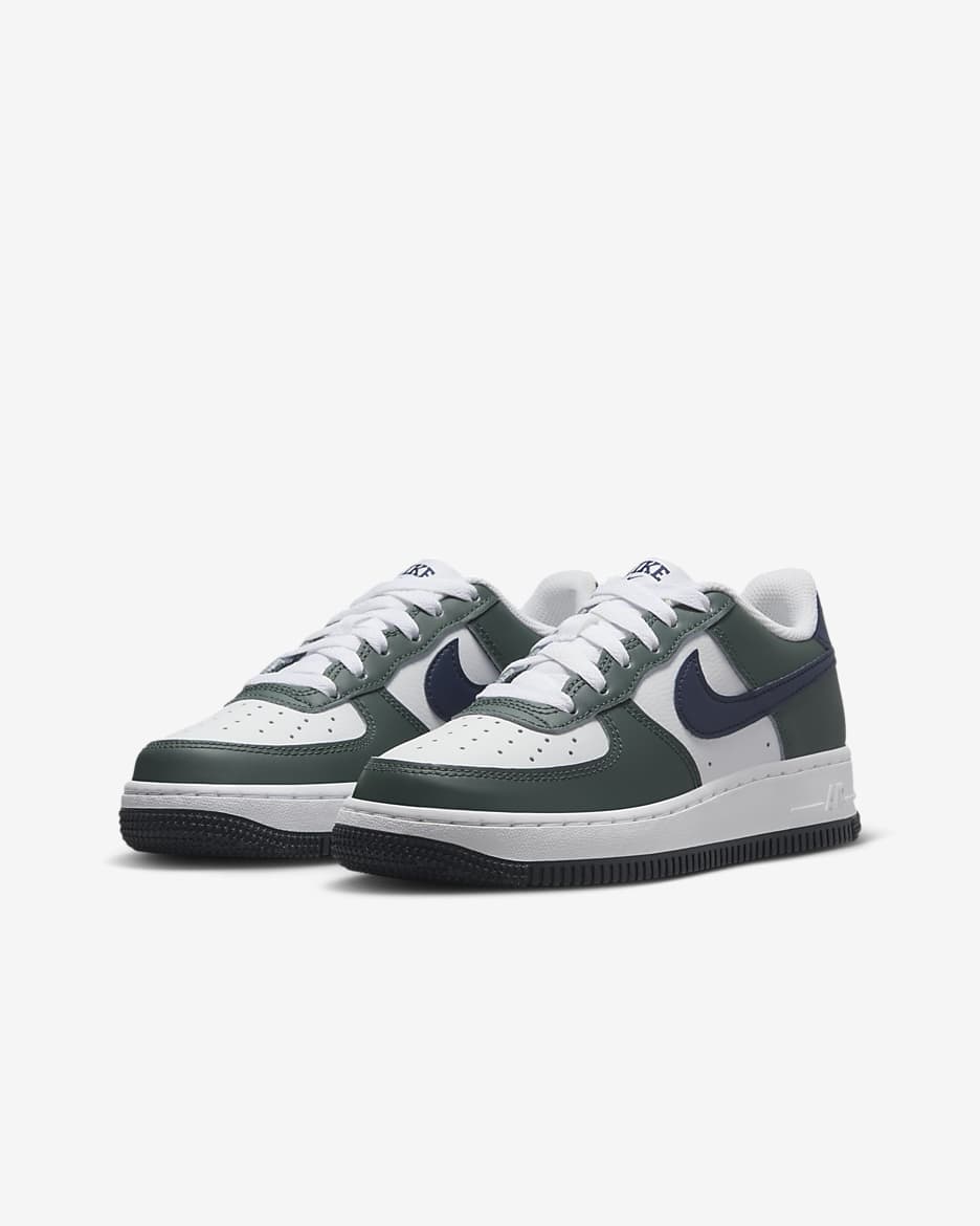 Tenis para niños grandes Nike Air Force 1 - Verde vintage/Blanco/Obsidiana