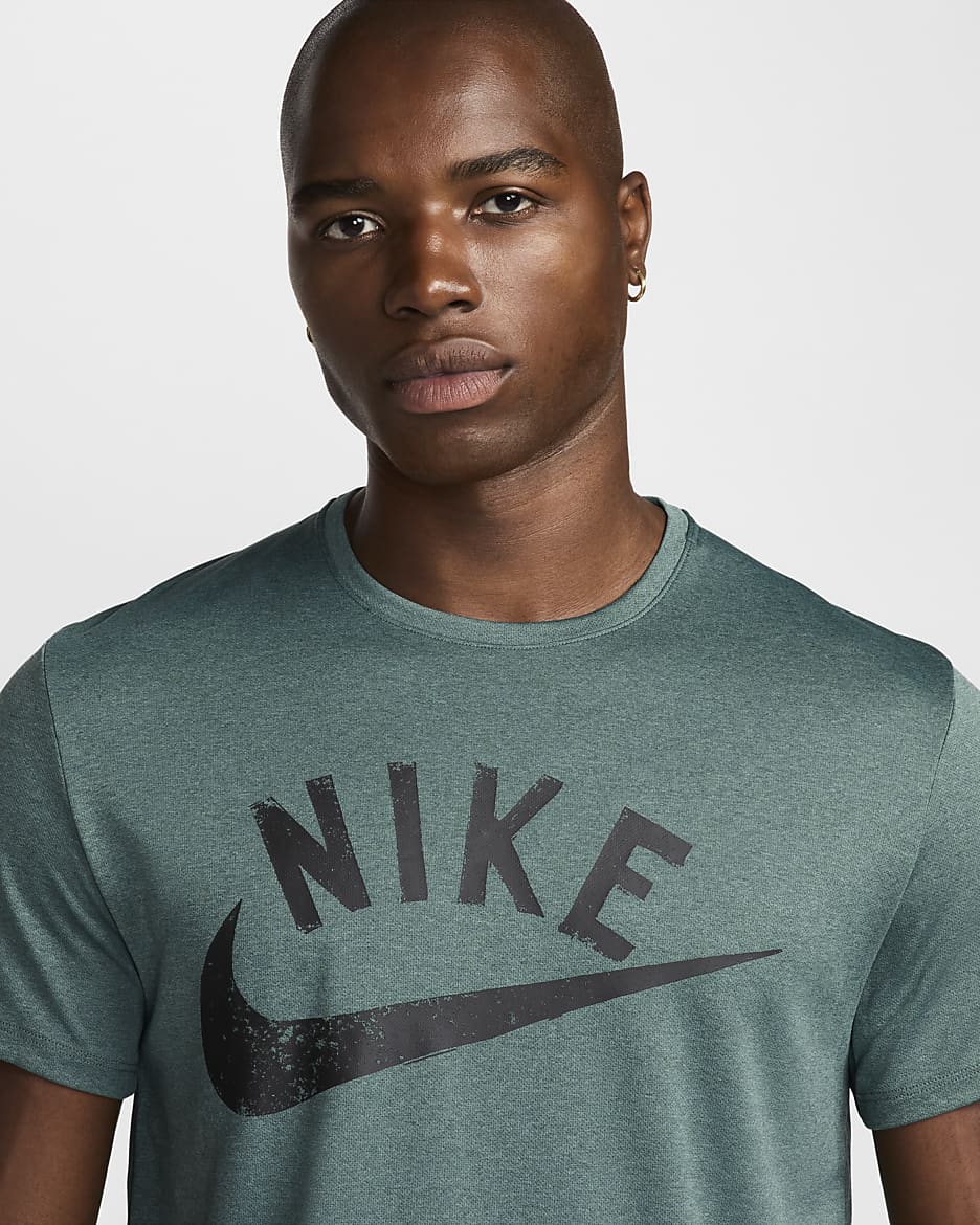 Nike Miler Dri-FIT kortermet løpeoverdel til herre - Bicoastal/Vintage Green/Heather/Svart