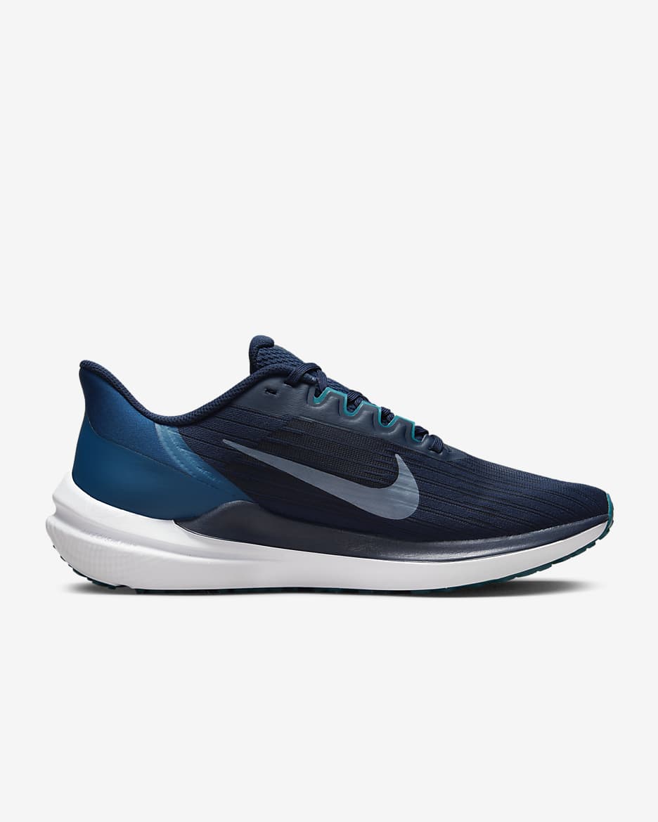 Nike Winflo 9 Men's Road Running Shoes - Obsidian/Valerian Blue/Bright Spruce/Barely Green