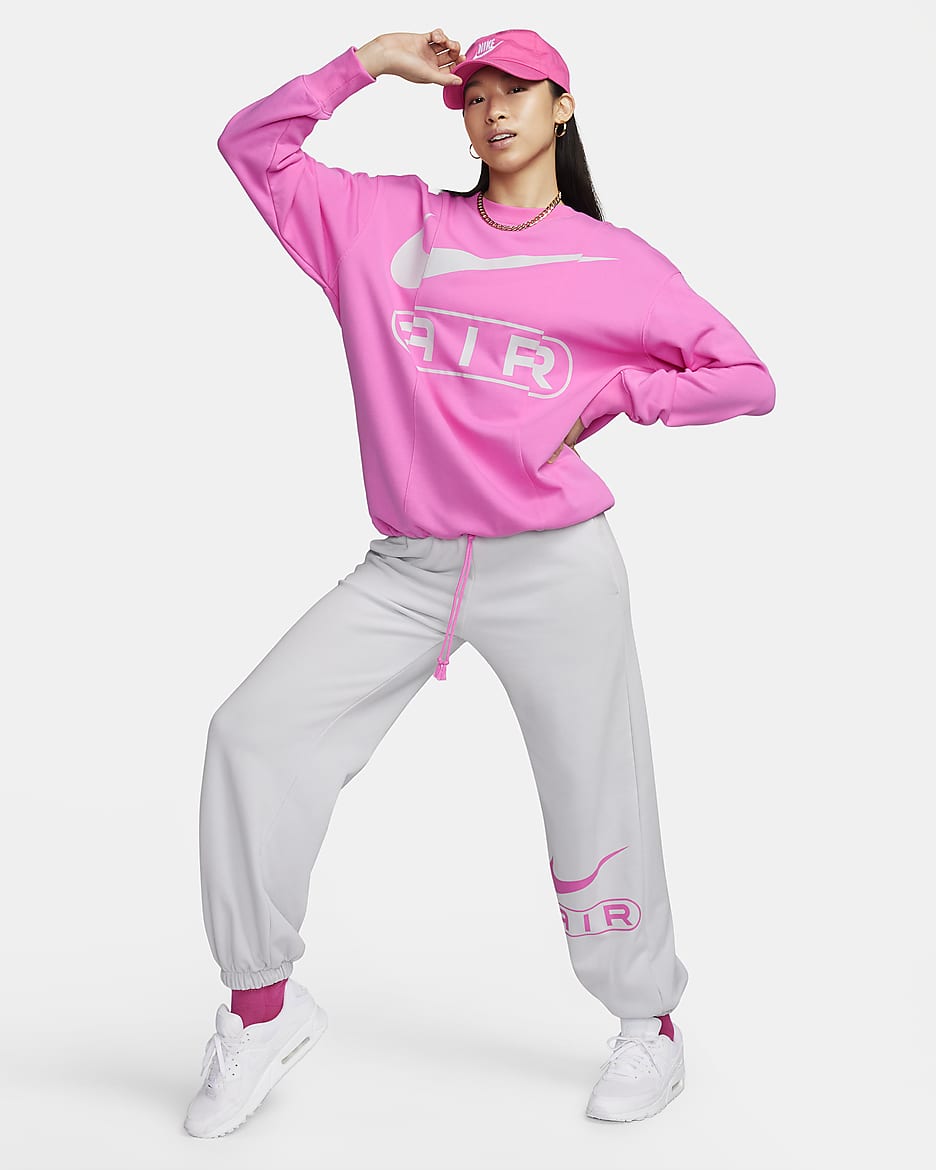 Nike Air Women's Over-Oversized Crew-Neck French Terry Sweatshirt - Playful Pink/Photon Dust
