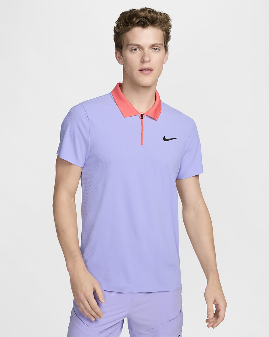 Ανδρική μπλούζα πόλο τένις Dri-FIT ADV NikeCourt Slam Ultimate - Purple Pulse/Purple Pulse/Light Wild Mango/Μαύρο