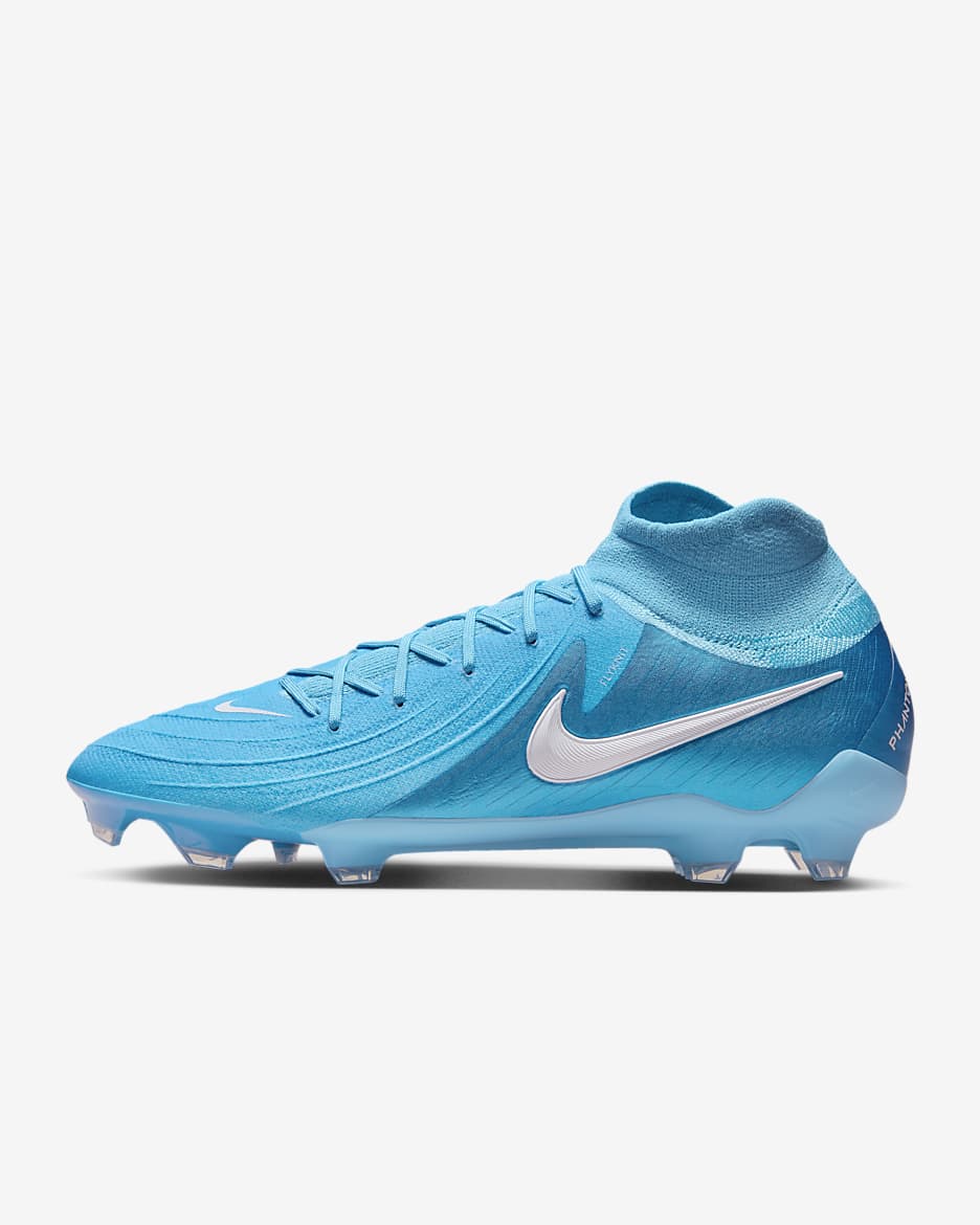 Fotbollssko Nike Phantom Luna 2 Pro FG med högt skaft - Blue Fury/Vit