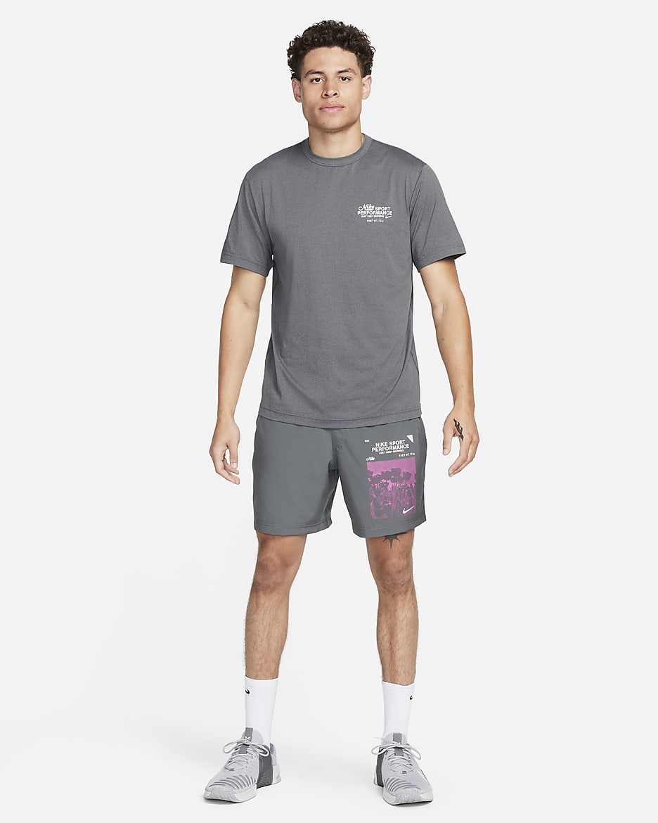 Męska uniwersalna koszulka z krótkim rękawem Dri-FIT UV Nike Hyverse  - Iron Grey/Photon Dust