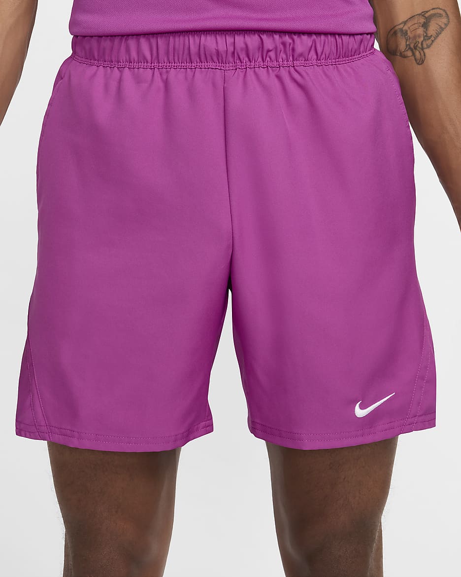 NikeCourt Victory Men's Dri-FIT 18cm (approx.) Tennis Shorts - Hot Fuchsia/White