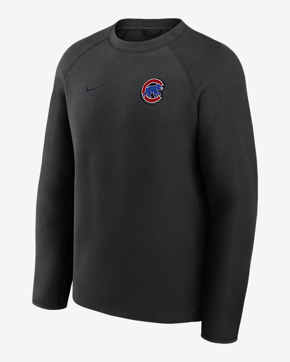 Chicago Cubs Tech Fleece Men's Nike MLB Pullover Crew - Black