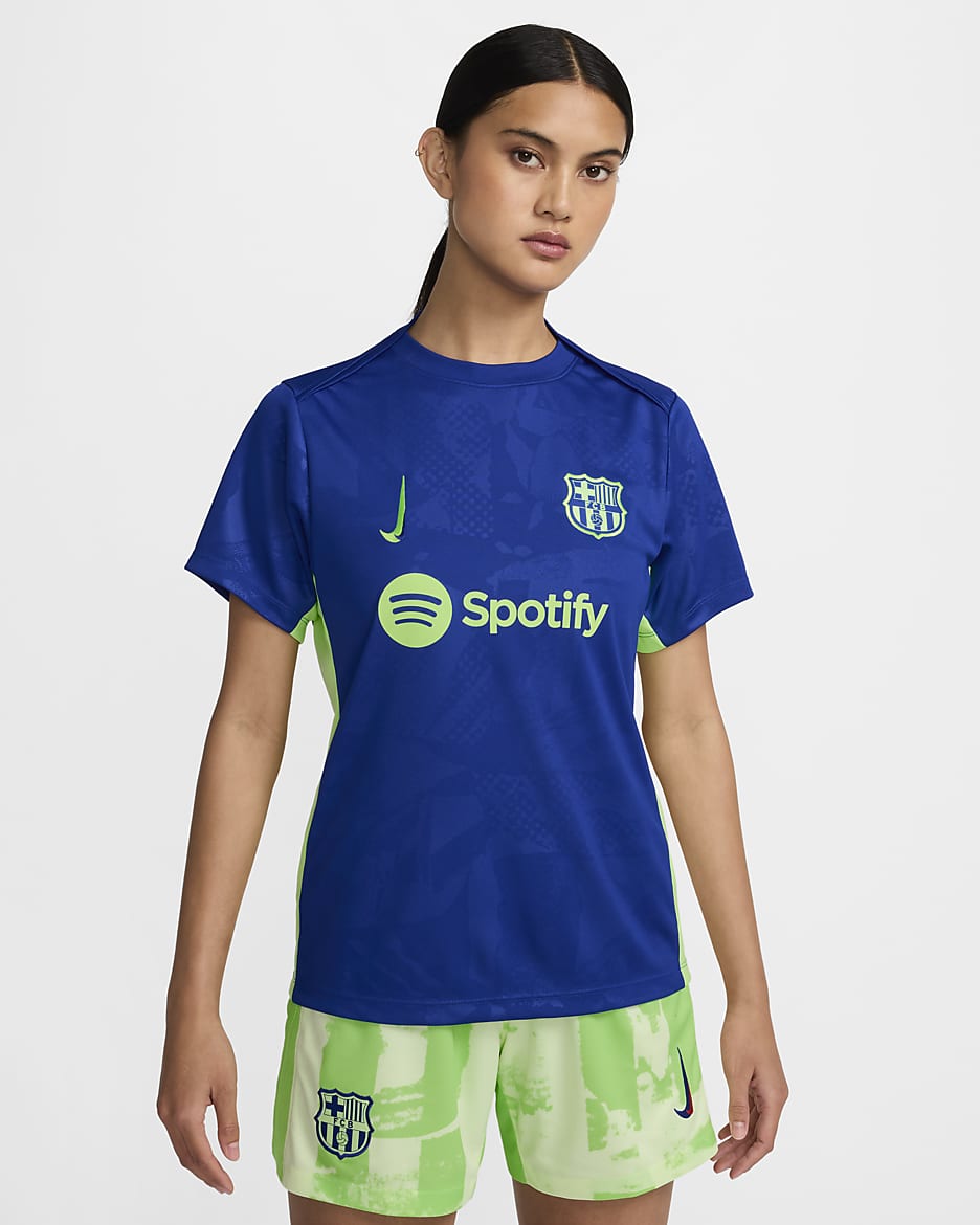 FC Barcelona Academy Pro Third Nike Dri-FIT Pre-Match-Fußballoberteil für Damen - Old Royal/Old Royal/Lime Blast/Lime Blast