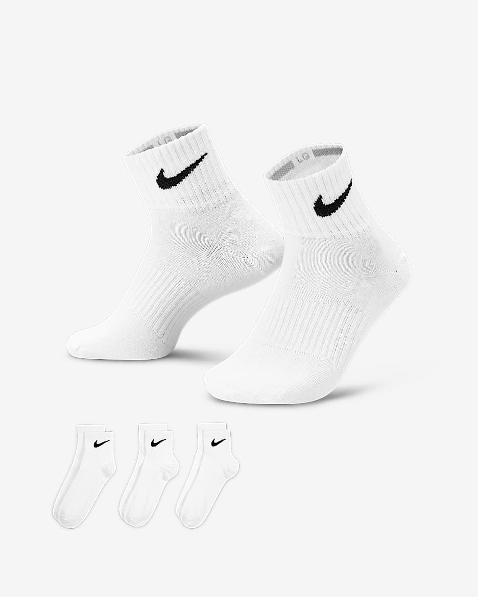 Nike Performance Lightweight Calcetines al tobillo de entrenamiento (3 pares) - Blanco/Negro